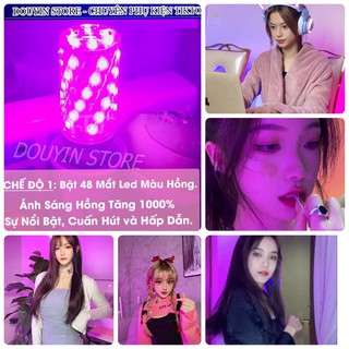 Đèn LED tiktok đổi màu 3 trong 1 - Hồng, Xanh Đèn Led màu quay decor trang trí nhà cửa