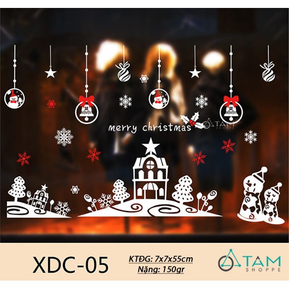 Decal dán kính trang trí Noel loại không keo XMAS-XDC-05