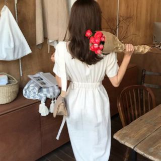 Đầm váy trắng nút xéo form to (kèm hình thật)