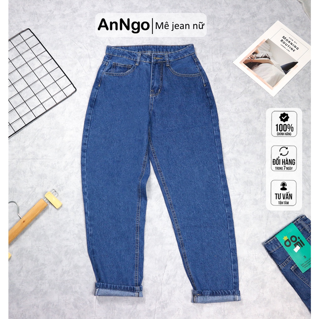 Quần jean nữ baggy trơn ống bo chất vải Jean Denim không co giãn, bền màu AnNgo - AT171
