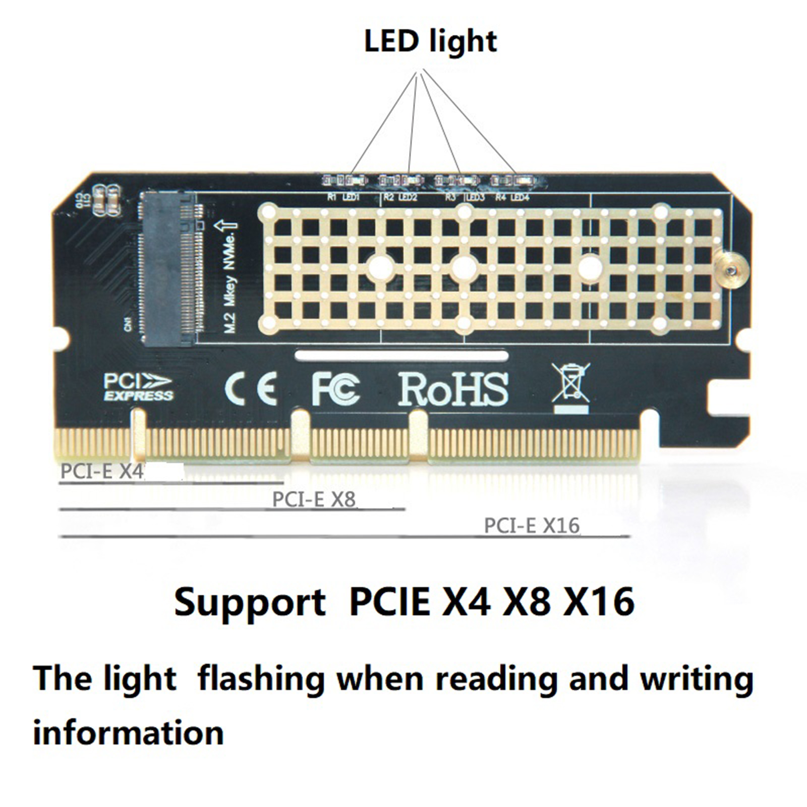 Adapter Pci Express 2280 Size M.2 Nvme Chuyển Đổi Sang Pcie Express 3.0 X4 X8 X16