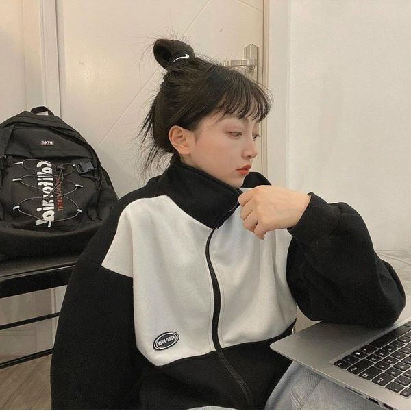 Áo khác nỉ phối màu KEEP PLAY. Khoác nỉ unisex dáng rộng 2 màu đen xám. | BigBuy360 - bigbuy360.vn