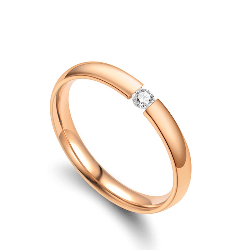 Nhẫn Titan Đính Đá Zircon Thời Trang Phong Cách Hàn Quốc
