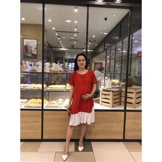 đầm đuôi cá xếp ly phối màu hình thật