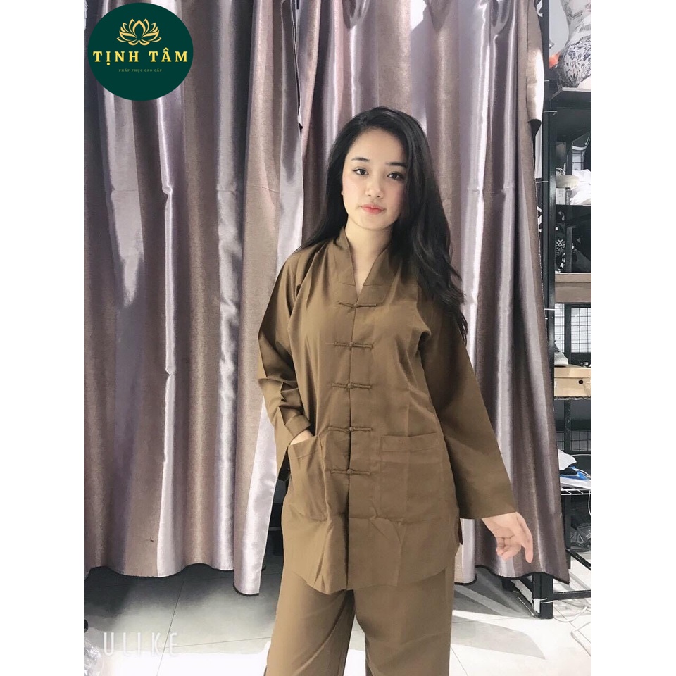 Bộ Đi Chùa Nữ Bộ La Hán Vải Dày Dặn Mềm Mịn Thấm Mồ Hôi Cực Tốt Mặc Rất Mát Và Thoải Mái