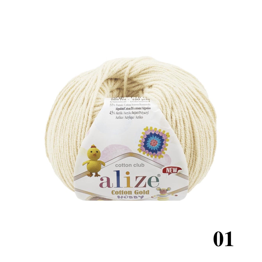 Len hè trơn Cotton Gold Hobby nhập khẩu từ Alize Yarns, đan móc thú, áo, nón