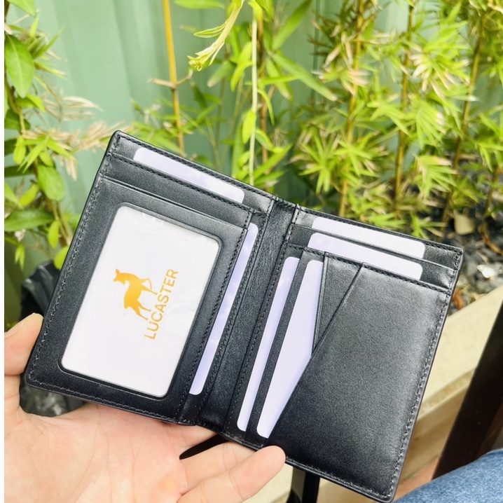 Ví nam da thật cao cấp da thật nhập khẩu thời trang công sở phối sọc có dây kéo .có hộp BH 12 tháng