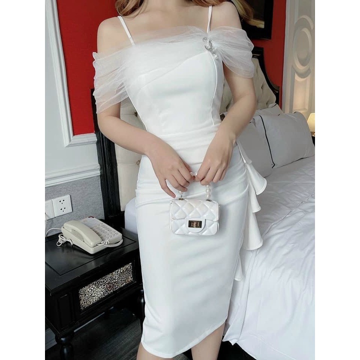 (Free ship) Đầm UMI Phối Lưới Hai Dây Ôm BODY Cực Sang Chảnh UP HHP Fashion