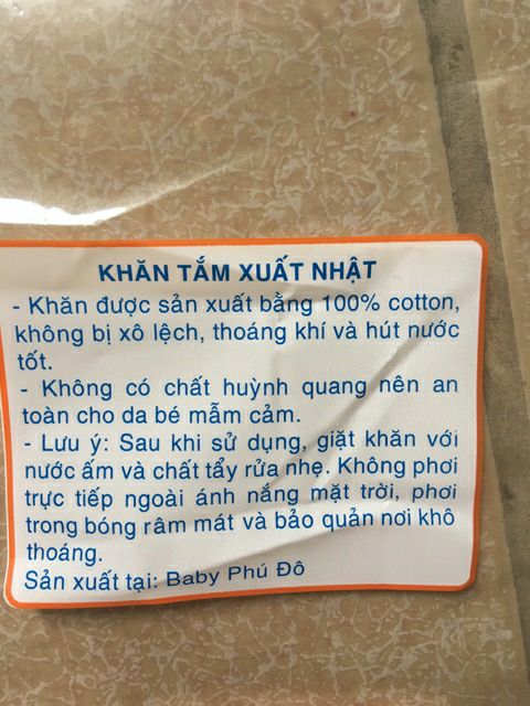 Khăn tắm sơ sinh Phú Đô 4 -6 lớp (xuất Nhật)