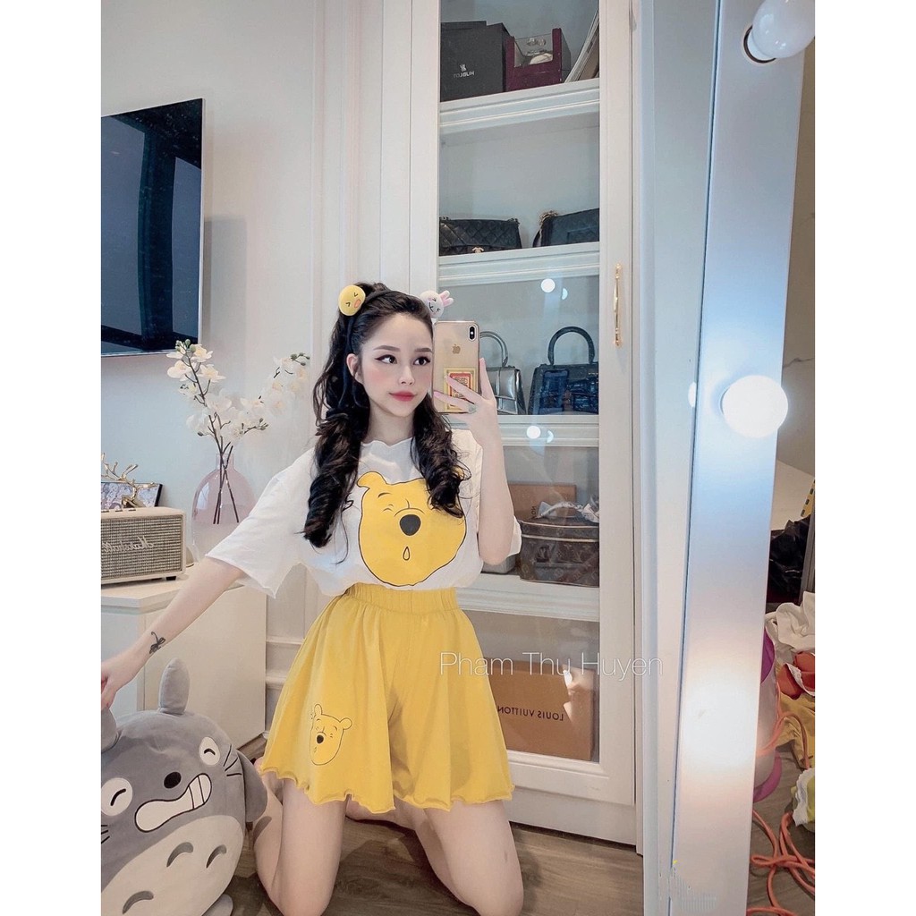 BỘ ĐÙI HÌNH VỊT - GẤU - MICKEY CHO NỮ - BỘ MẶC NHÀ ÁO HOẠT HÌNH QUẦN ĐÙI VIỀN BÈO 5 MÀU HOT | BigBuy360 - bigbuy360.vn