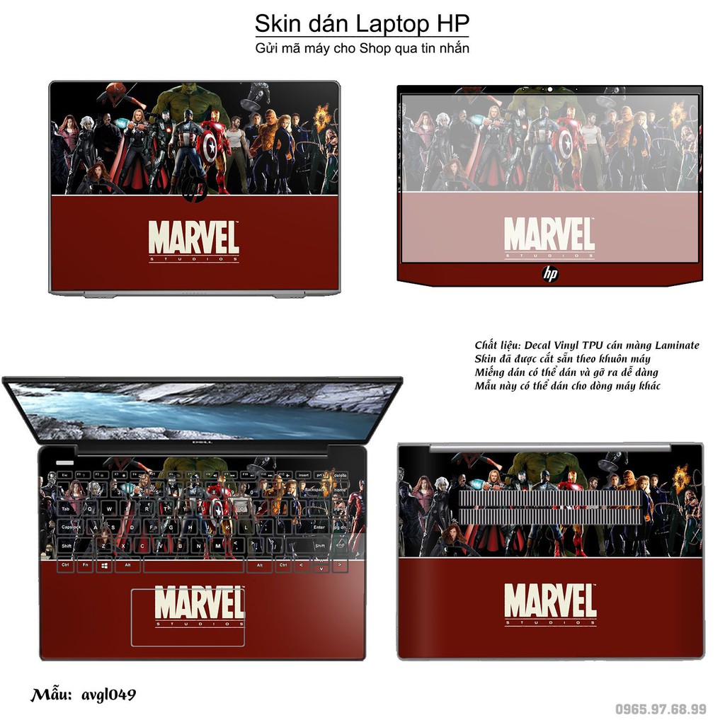 Skin dán Laptop HP in hình Avenger (inbox mã máy cho Shop)