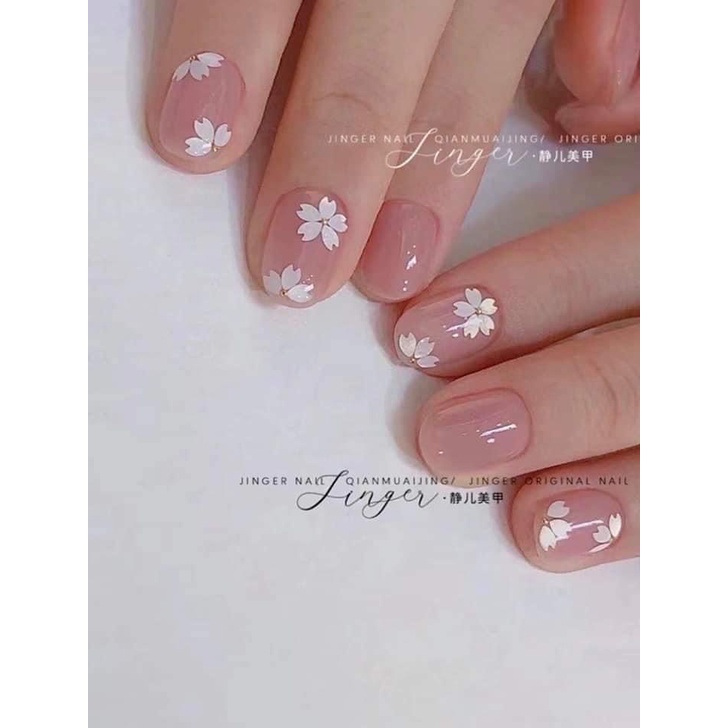 Set hoa 5 cánh ánh bạc siêu sáng mix hạt bi nhỏ xinh dùng để trang trí móng - Phụ kiện nail Hà Chi