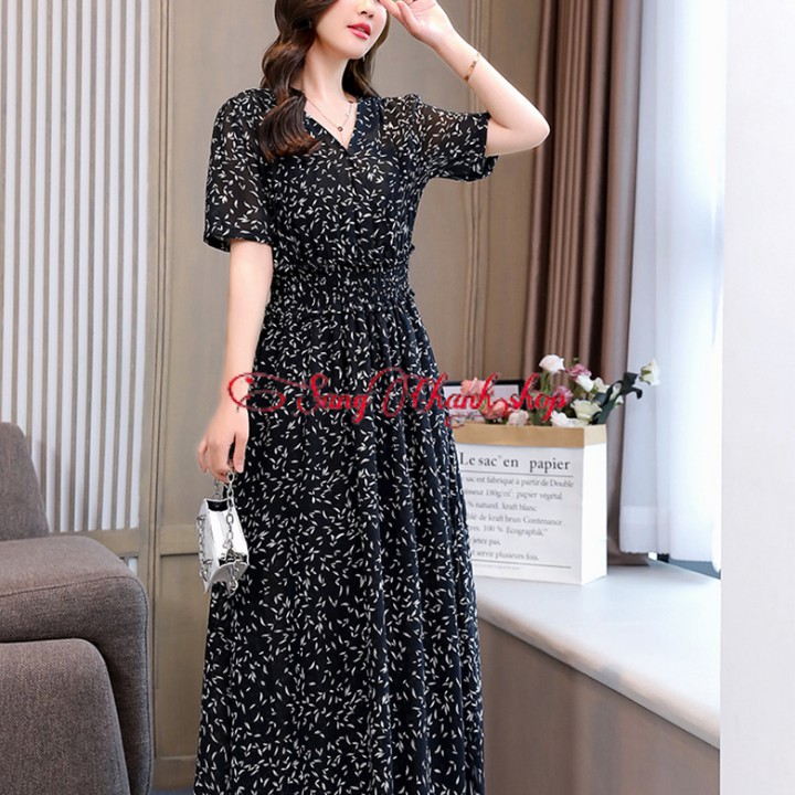 Váy Đầm Maxi | Đầm Công Sở | Maxi Lá Đen Xinh Yêu Tôn Dáng | BigBuy360 - bigbuy360.vn