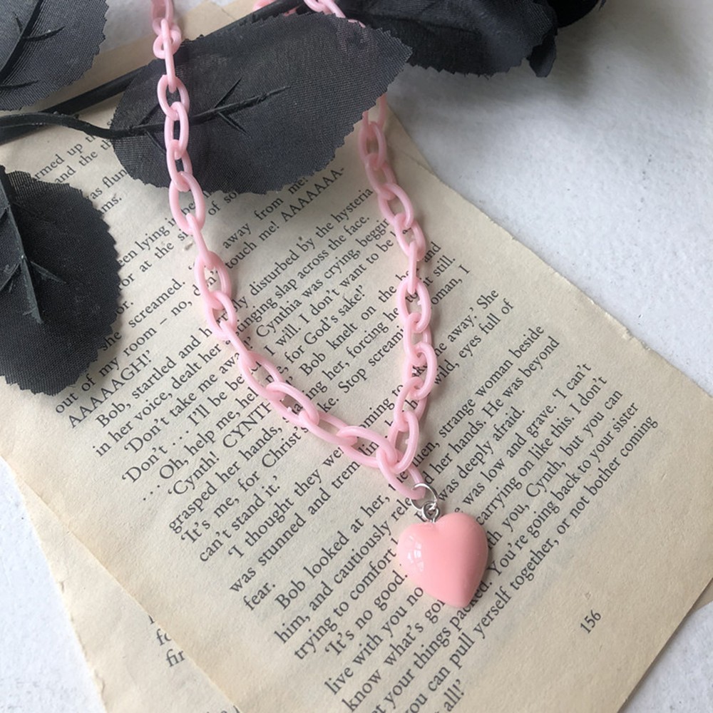 vòng cổ Mặt Hình Trái Tim Màu Sắc Ngọt Ngào Đáng Yêu