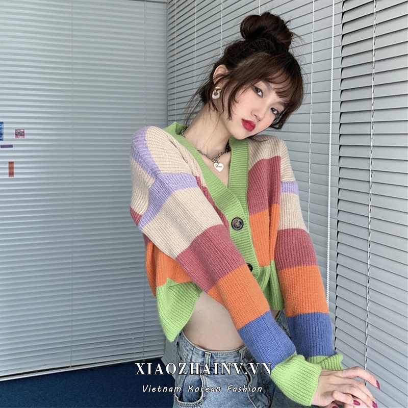 Xiaozhainv Áo Khoác Cardigan Vải Dệt Kim Tay Dài Dáng Rộng Cài Khuy Phong Cách Hàn Quốc Thời Trang | BigBuy360 - bigbuy360.vn