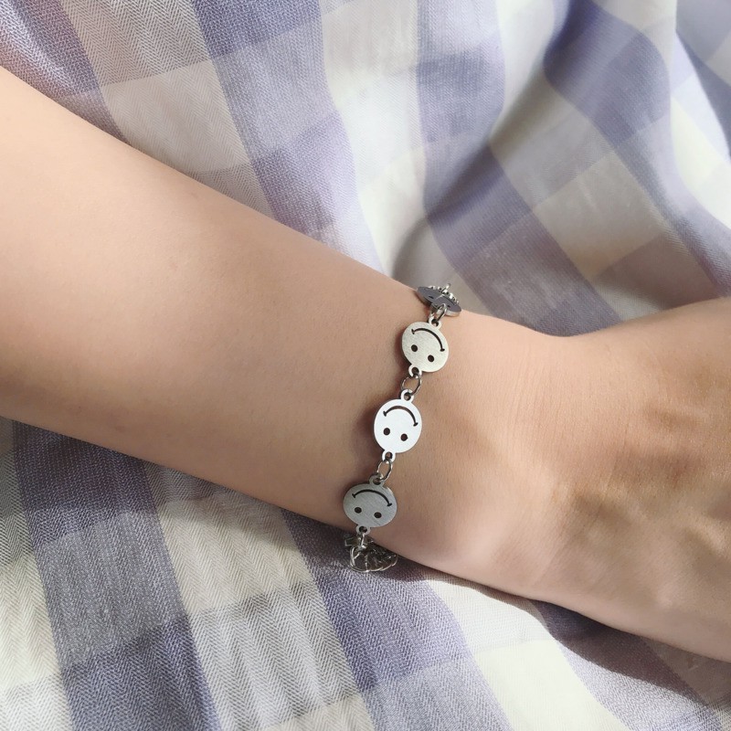 Vòng Tay Kim Loại Mặt Cười Phong Cách Hip Hop Cá Tính