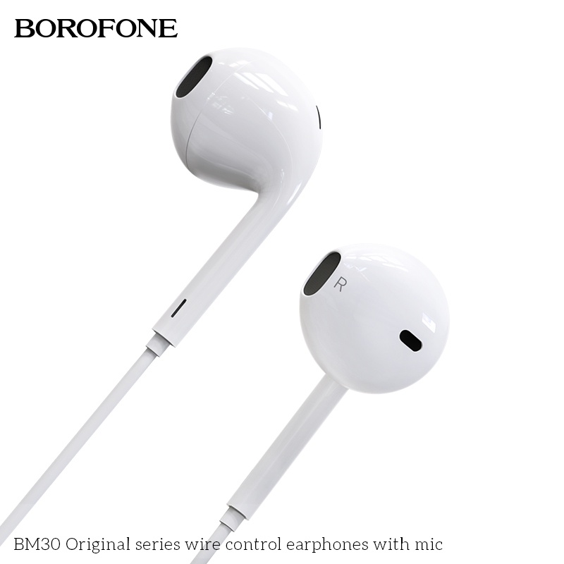 Tai nghe nhét tai BOROFONE BM30 chống ồn, nghe hay có mic đàm thoại, dây dài 1.2m, Jack cắm 3.5mm - Chính hãng