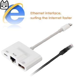 Lightning to RJ45 Ethernet Adapter LAN Wired Network Cable USB Camera Reader Adapter with Charing Port