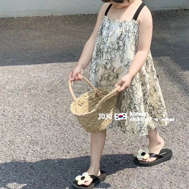 Đầm Hoa Tay Ngắn Phong Cách Hàn Quốc Thời Trang Mùa Hè Hàng Mới Dành Cho Bé Gái 5 Tuổi