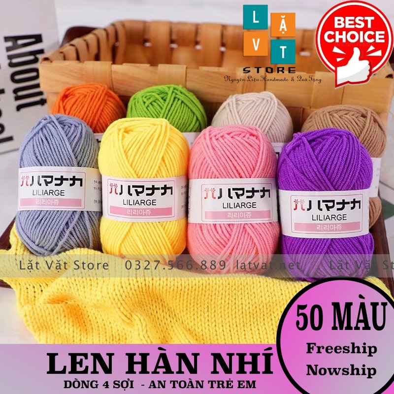 50 màu Len Hàn Nhí Sơi dòng 4 sợi - len dùng để đan, móc, quần áo trẻ em, làm thú nhồi bông, handmade