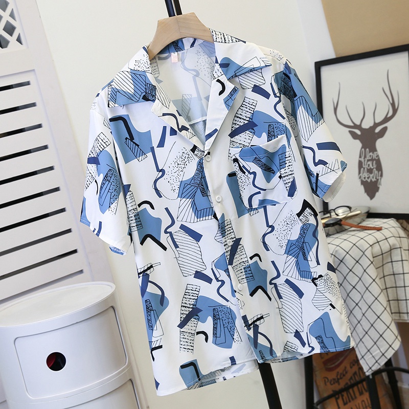 Áo chiffon ngắn tay họa tiết phong cách Retro thời trang cho nữ