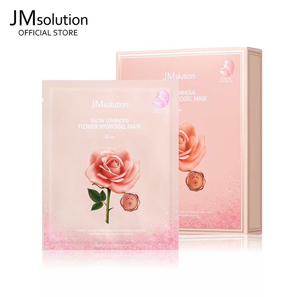 Combo 10 Mặt nạ thạch hoa hồng, thư giản da JMSolution Glow Luminous Flower Hydrogel Mask Rose 30g x10