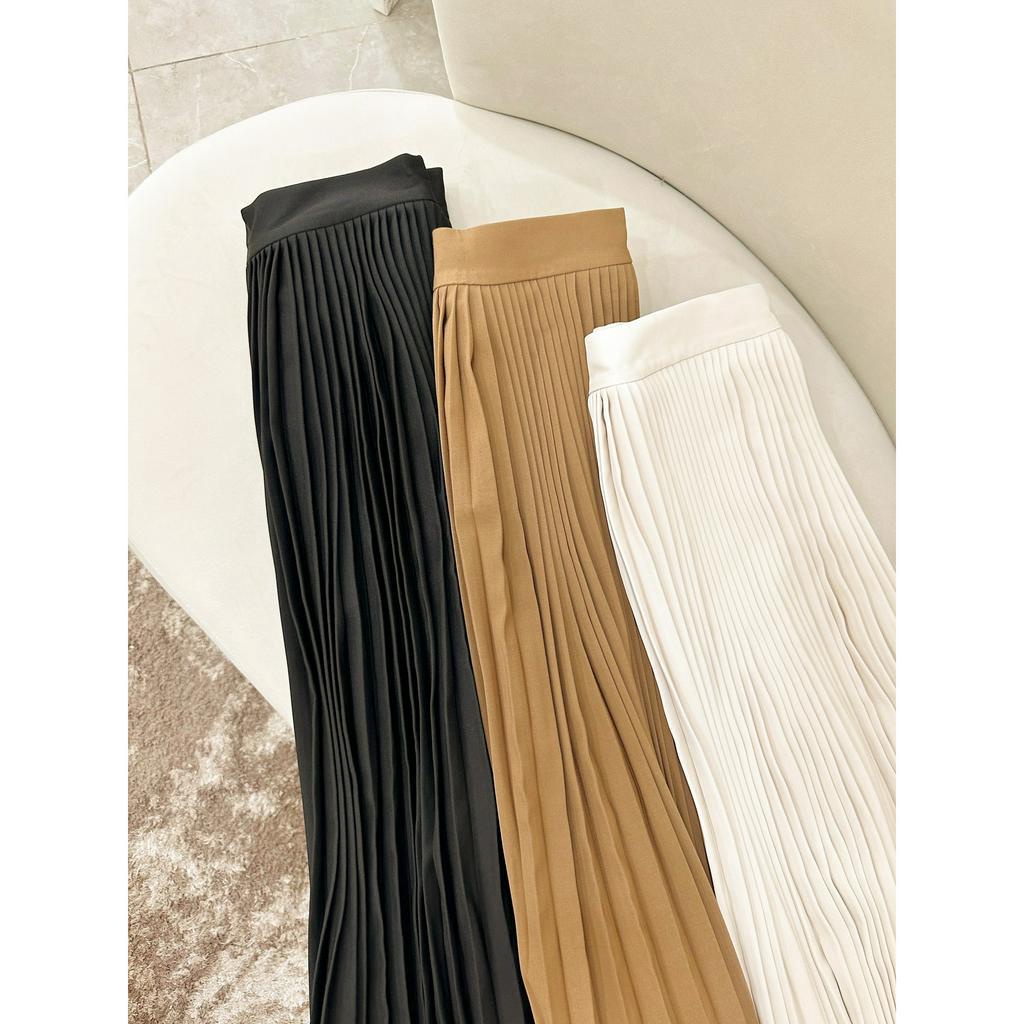 Chân váy xếp li CHARMO dáng dài chất lụa mịn Pleated Skirt