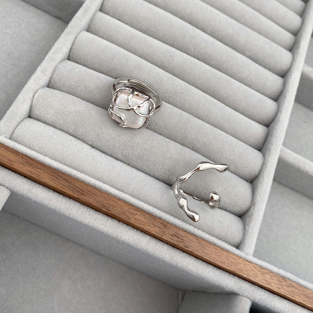 Nhẫn Hở Kiểu Bất Đối Xứng Đơn Giản Cá Tính Thời Trang Hàn Quốc