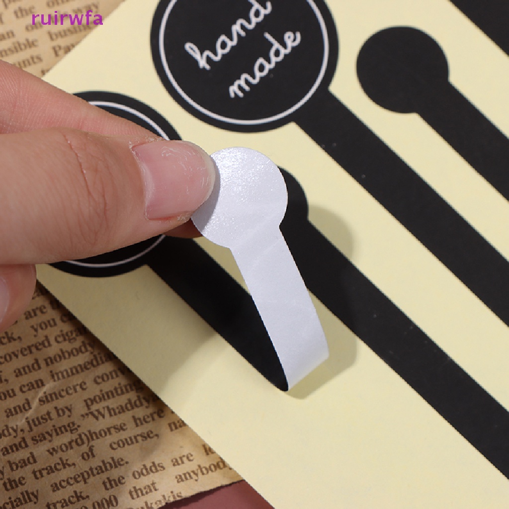 Set 100 Nhãn Dán Giấy Kraft Dáng Dài Trang Trí Túi Bánh Thủ Công Mới