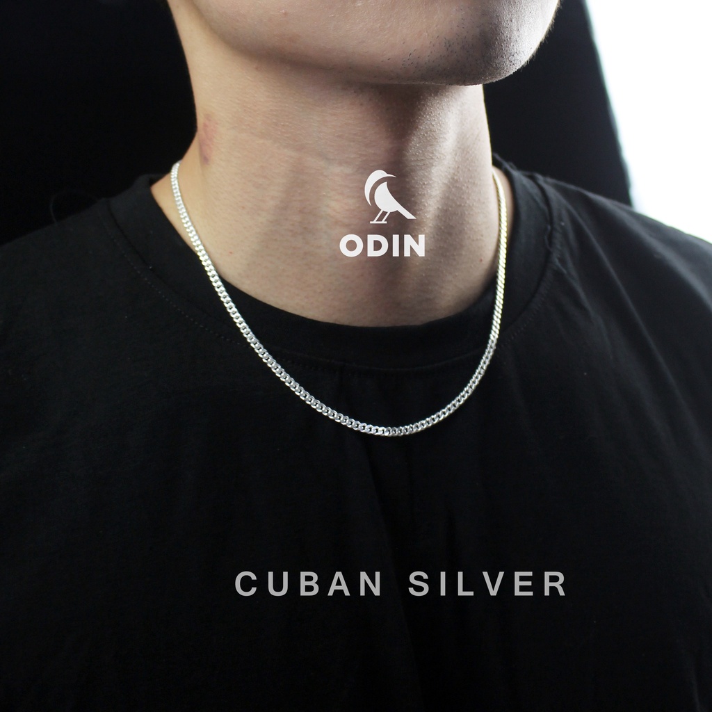 Dây chuyền bạc nam ODIN Cuban Silver Bạc S925 - Tặng kèm nước rửa bạc