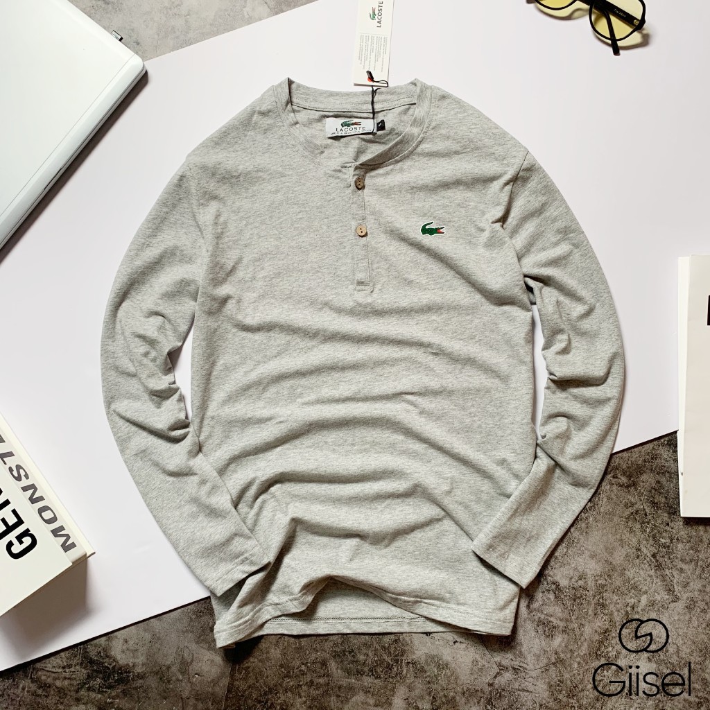 Áo thun nam dài tay cổ trụ - chất liệu cotton co giãn 4 chiều - thấm hút mồ hôi - thoáng mát - logo ép nhiệt chắc chắn | BigBuy360 - bigbuy360.vn