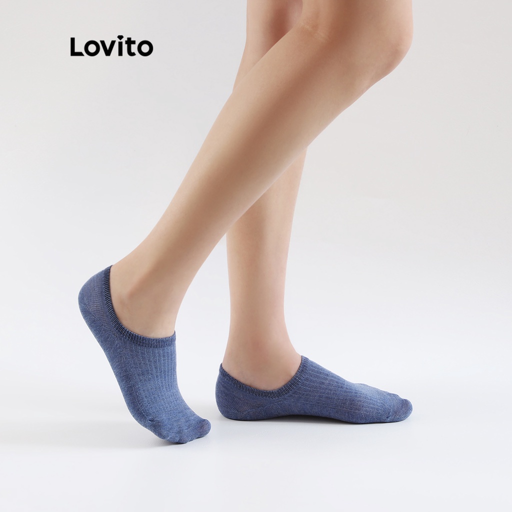 901DEVớ Lovito vải cotton vô hình chống trượt L001087 (đen/xanh dương/xám/hồng/đỏ/vàng/trắng)