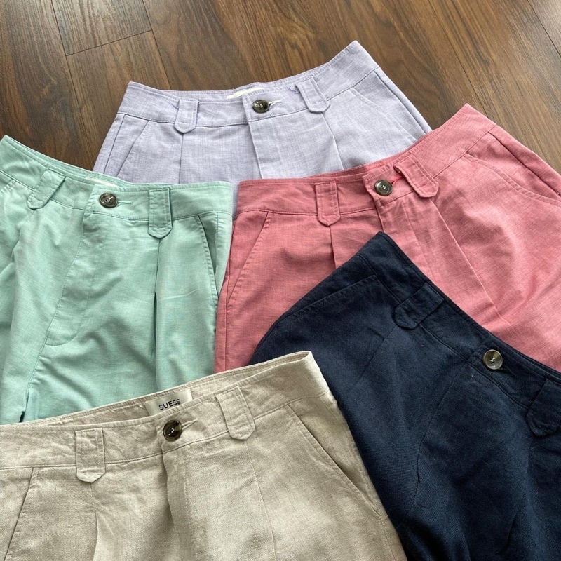 Quần short linen trên gối.Hàng đẹp hình cận vải shop chụp thật