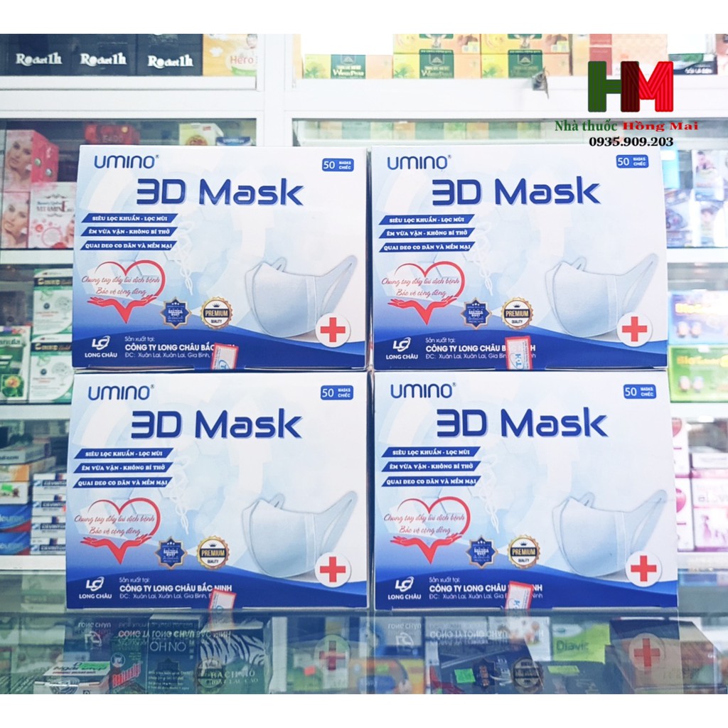 Khẩu trang 3d mask Umino 50 cái-Khẩu trang chính hãng bán tại Nhà thuốc. | BigBuy360 - bigbuy360.vn