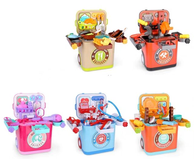 Xa het hang - Đồ chơi vali bán kem kẹo ngọt, nấu ăn , bác sĩ , kĩ sư