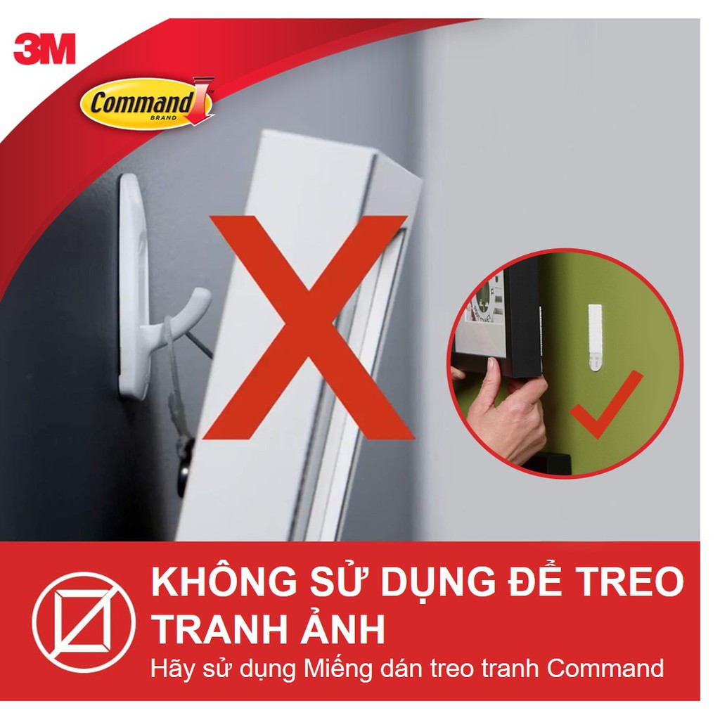 Bộ 10 Móc dán tường Command 3M chịu lực 2.2kg -bám chắc, tháo cực dễ 17008EXVP