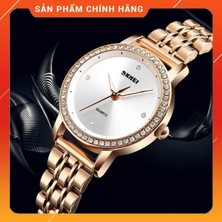ĐỒNG HỒ NỮ SKMEI 1311 DÂY THÉP CAO CẤP, MẶT TRÒN ĐÍNH ĐÁ
