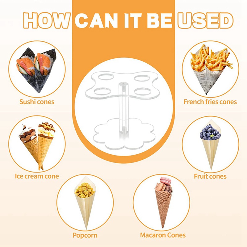 Giá Đỡ Kem Ốc Quế / Sushi 4 Lỗ Bằng Acrylic Tiện Dụng Cho Tiệc Tùng / Trẻ Em