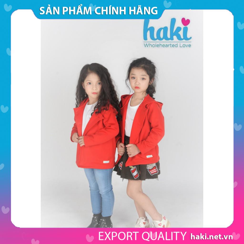 Áo khoác thời trang mũ 4 cúc - đỏ Haki HK029