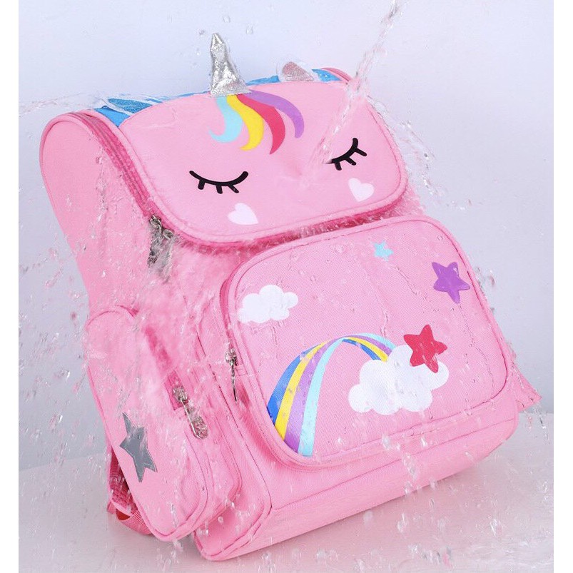 Balo trẻ em chống gù chống thấm nước hoạ tiết unicorn họ sinh tiểu học