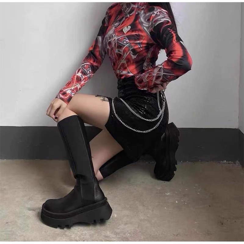 Boots đen lì cổ cao | BigBuy360 - bigbuy360.vn