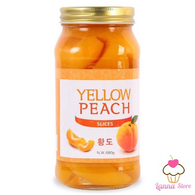 [ LÀM TRÀ ĐÀO] Đào ngâm Yellow Peach lọ 680g - Hàn Quốc