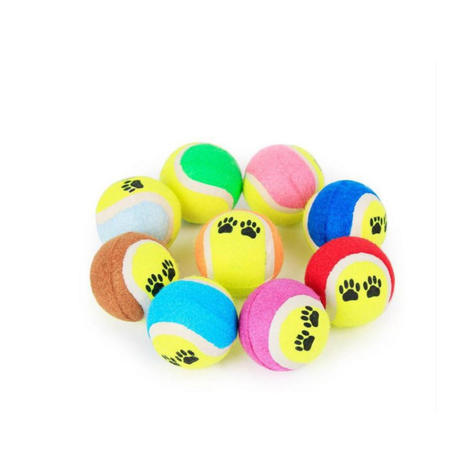Đồ chơi bóng tenis cho Chó In hình bàn chân Chất liệu cao su bền chắc Kích thước 6cm Giúp thú cưng thư giãn Giảm Stress