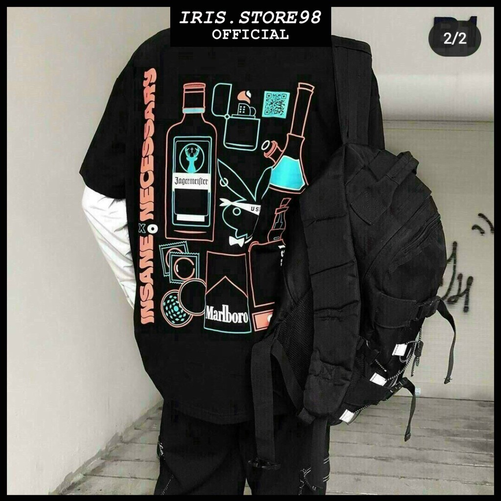 Áo thun Streetwear ✅ Form Rộng Nam Nữ Unisex Phông Tay Lỡ Oversize Chất đẹp - Áo INSANE logo ICON | Đen 🎀By bear.story