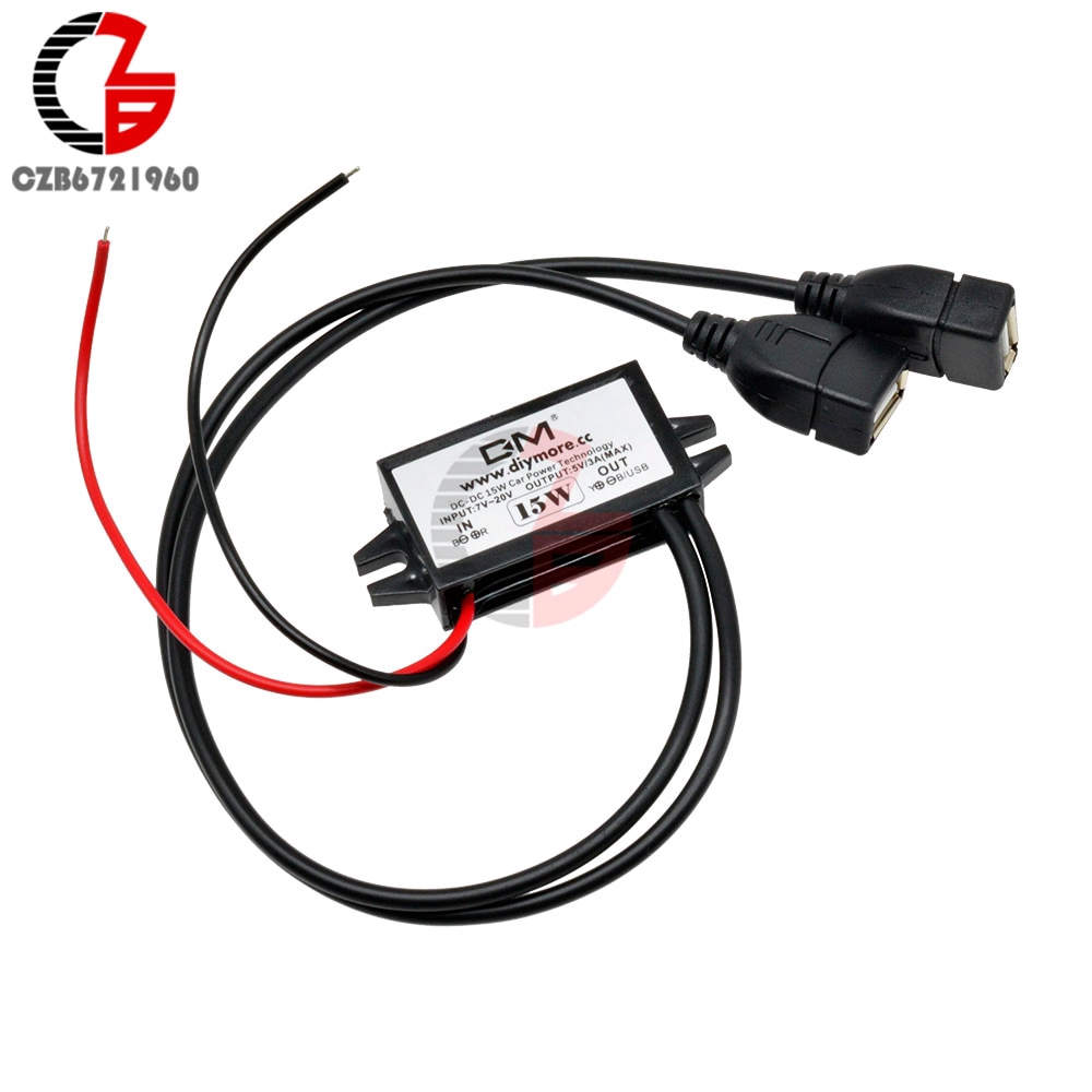 DC-DC 12V to 5V 3A Step Down Power Converter Adapter Inverter Dual USB Step-down Over Current Voltage Short Circuit Protection | BigBuy360 - bigbuy360.vn