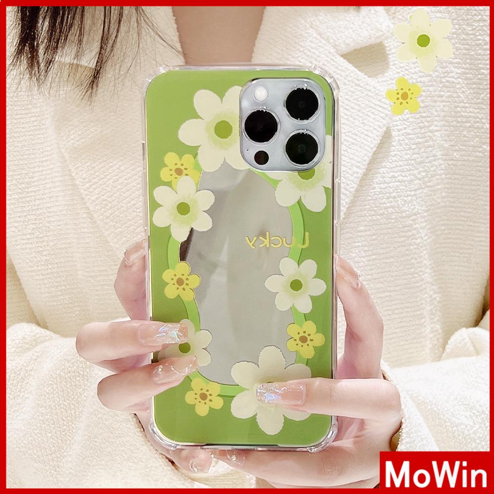 Ốp điện thoại acrylic HD hoa màu vàng/ xanh lá bảo vệ toàn diện thích hợp cho iPhone11/ 13ProMax/12 ProMax /7 Plus