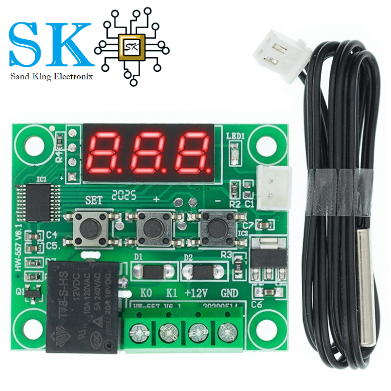 Mô Đun Công Tắc Điều Khiển Nhiệt Độ Kỹ Thuật Số W1209 DC 12V Có Đèn LED