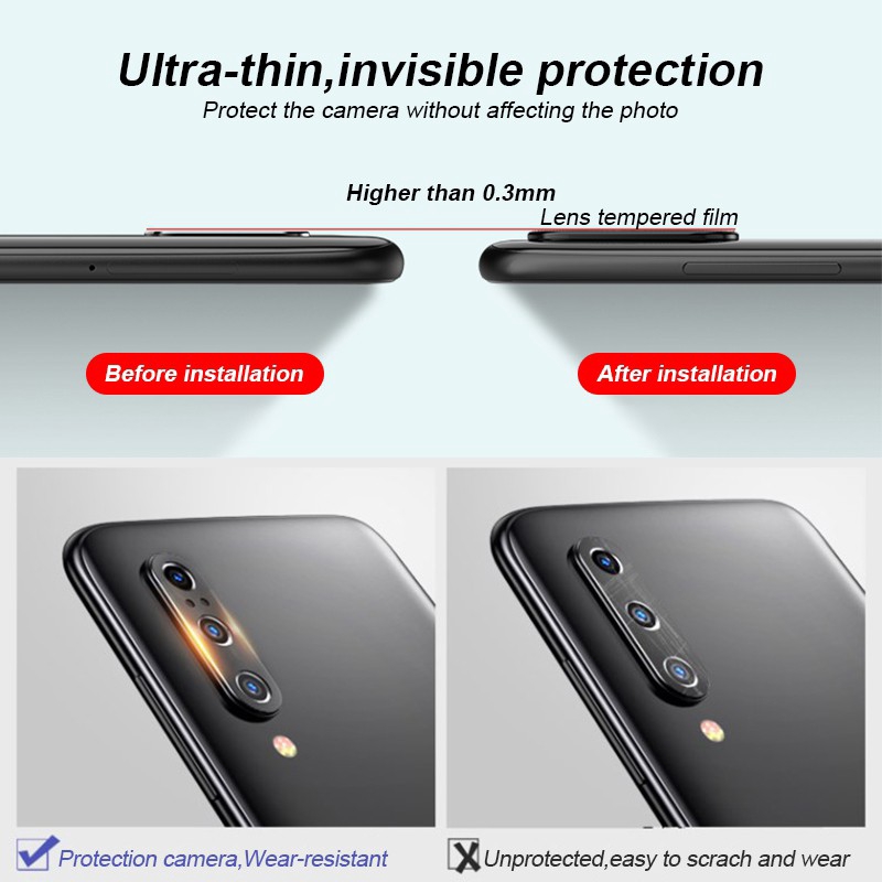 Vòng bảo vệ ống kính máy ảnh phía sau bằng kim loại cho điện thoại Xiaomi Redmi 7 Note 7 Pro Mi 8 9 SE