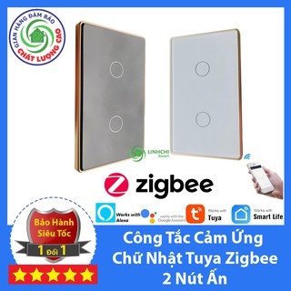 [BH 12 tháng] Công Tắc Cảm Ứng Điều Khiển Từ Xa TUYA ZIGBEE 2 Nút Ấn Viền Hợp Kim Nguyên Khối