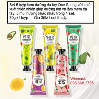 [Sẵn chính hãng] Một set 5 tuýp kem dưỡng da tay One Spring 5 mùi khác nhau.
